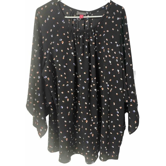 Vince Camuto Women’s 3/4 Bell Sleeves Black Pullover Polyester Blouse Size 1X - Picture 1 of 5